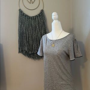 Loft Gray Butterly Sleeve Tee, sz Small